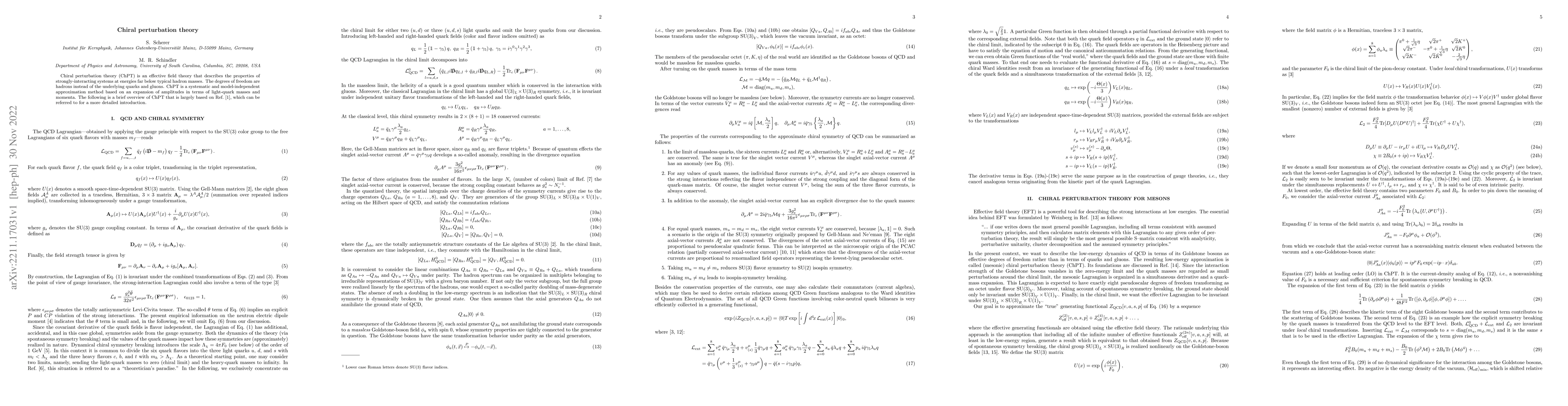 Thumbnail for Chiral perturbation theory