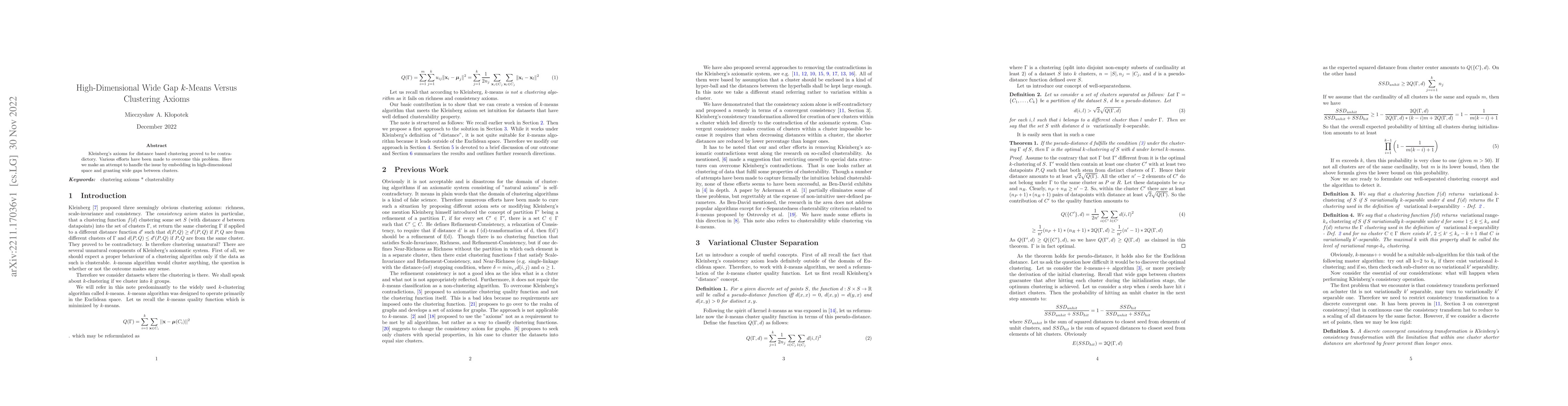 Thumbnail for High-Dimensional Wide Gap $k$-Means Versus Clustering Axioms