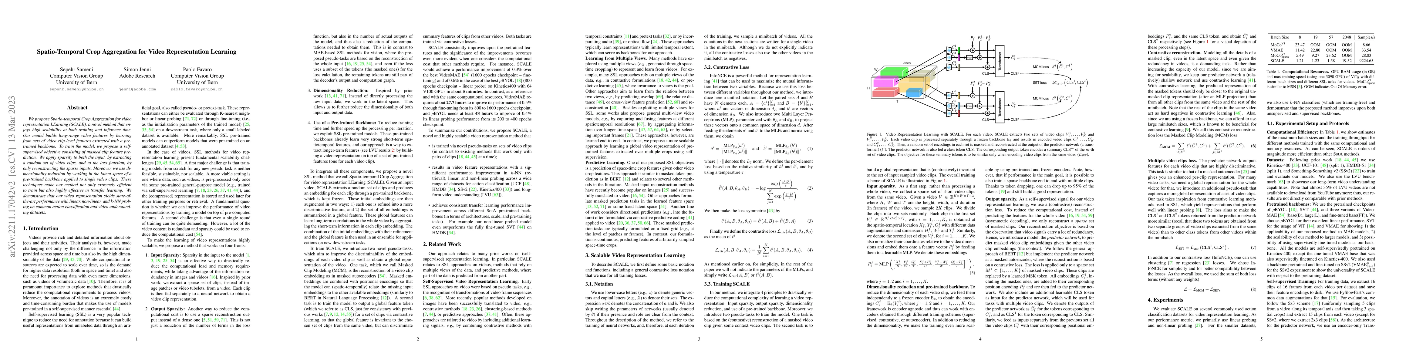 Thumbnail for Spatio-Temporal Crop Aggregation for Video Representation Learning