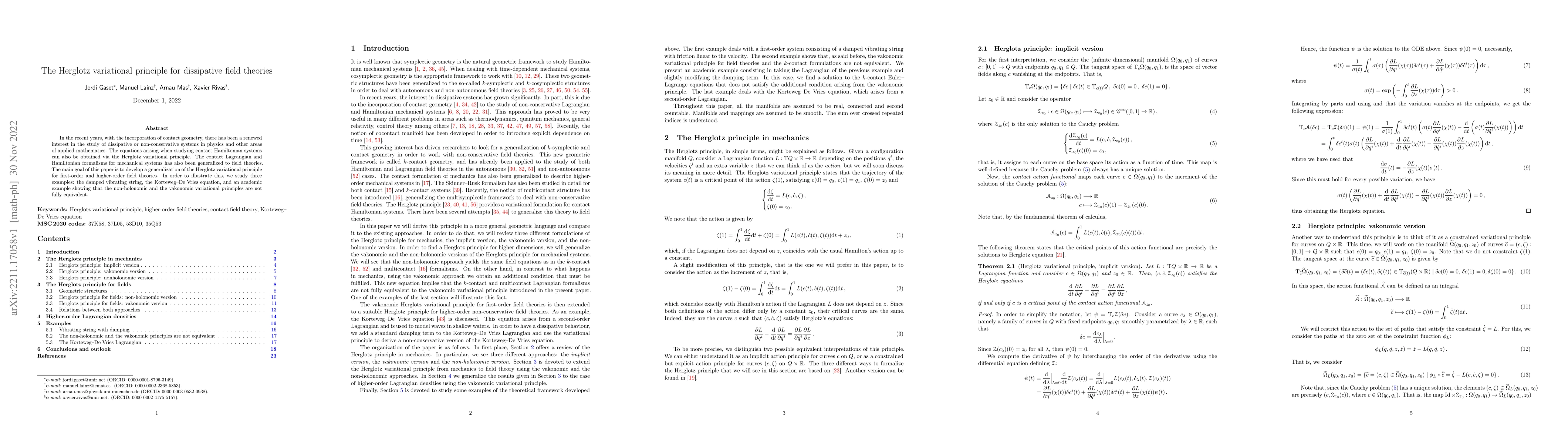 Thumbnail for The Herglotz variational principle for dissipative field theories