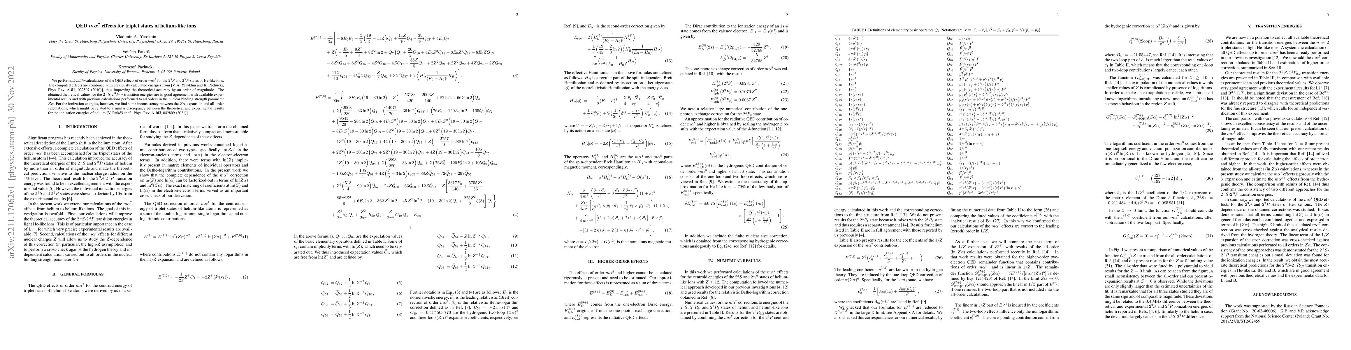 Thumbnail for QED $m\alpha^7$ effects for triplet states of helium-like ions