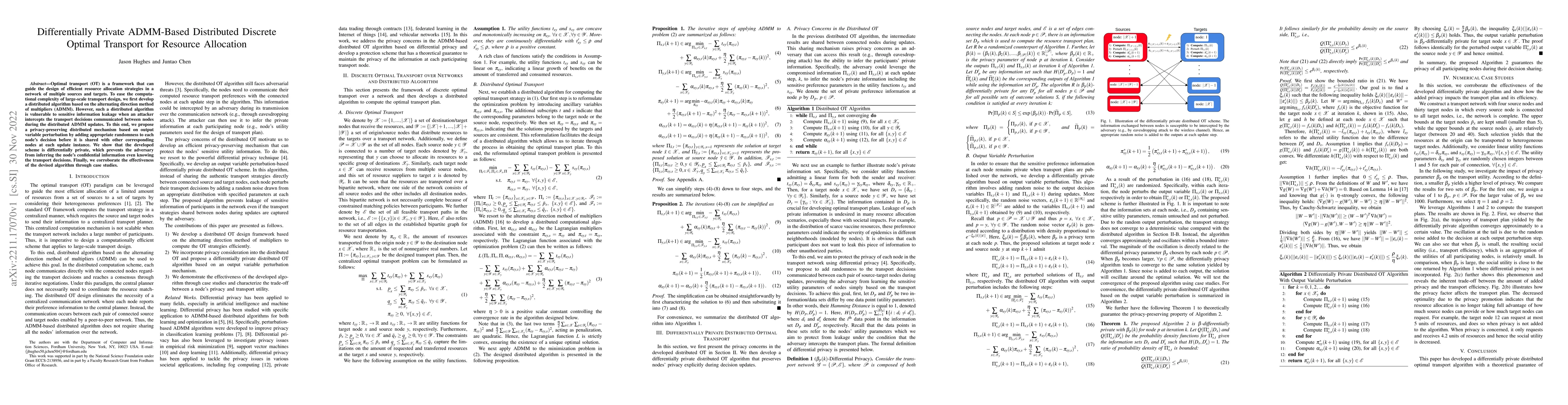Thumbnail for Differentially Private ADMM-Based Distributed Discrete Optimal Transport
  for Resource Allocation