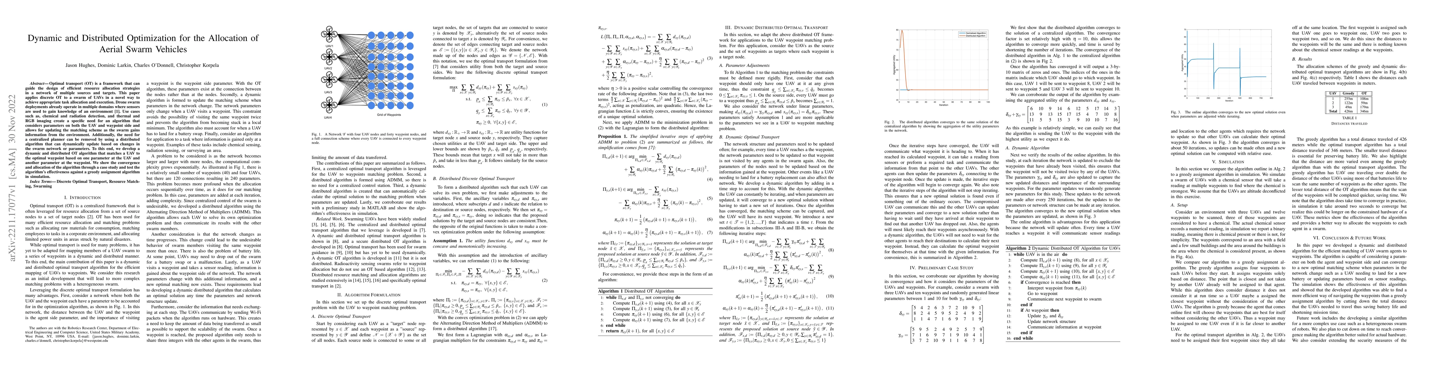 Thumbnail for Dynamic and Distributed Optimization for the Allocation of Aerial Swarm
  Vehicles