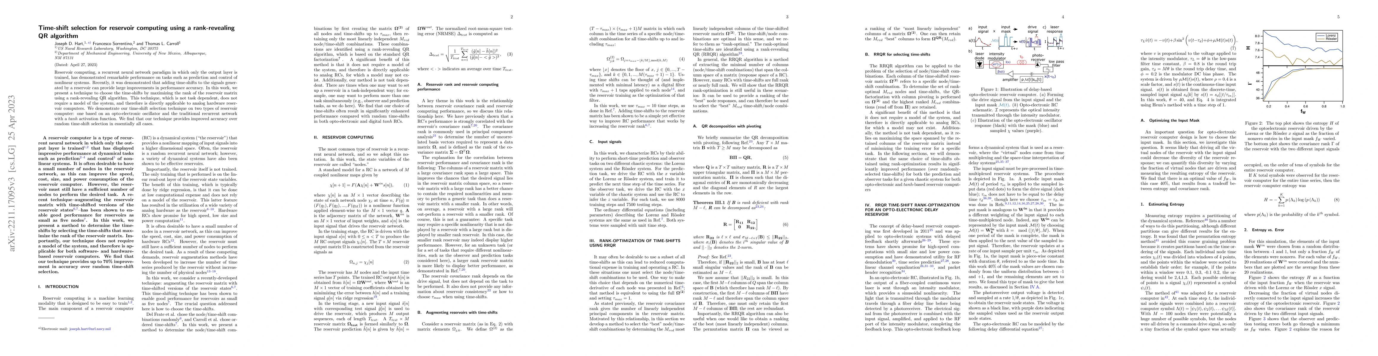 Thumbnail for Time-shift selection for reservoir computing using a rank-revealing QR
  algorithm