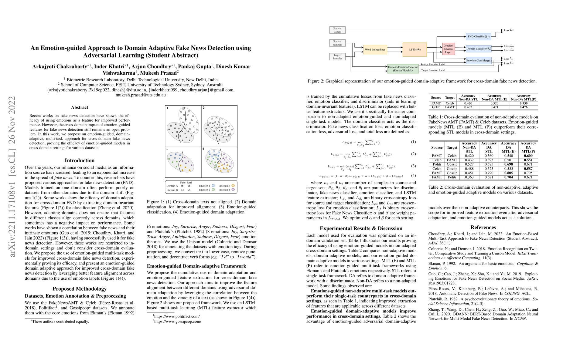 Thumbnail for An Emotion-guided Approach to Domain Adaptive Fake News Detection using
  Adversarial Learning