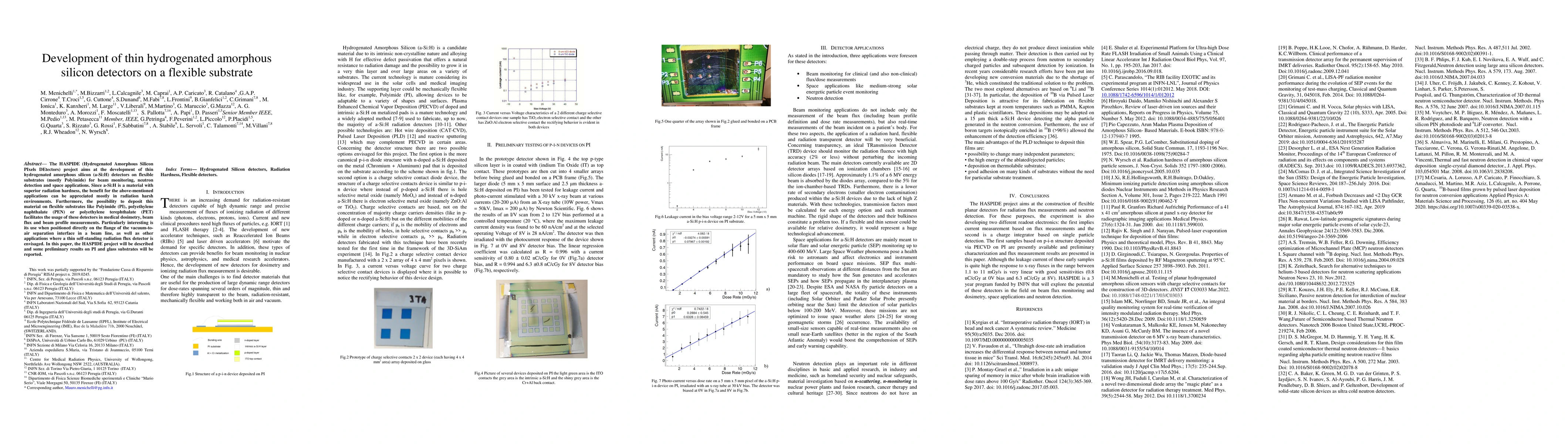 Thumbnail for Development of thin hydrogenated amorphous silicon detectors on a
  flexible substrate