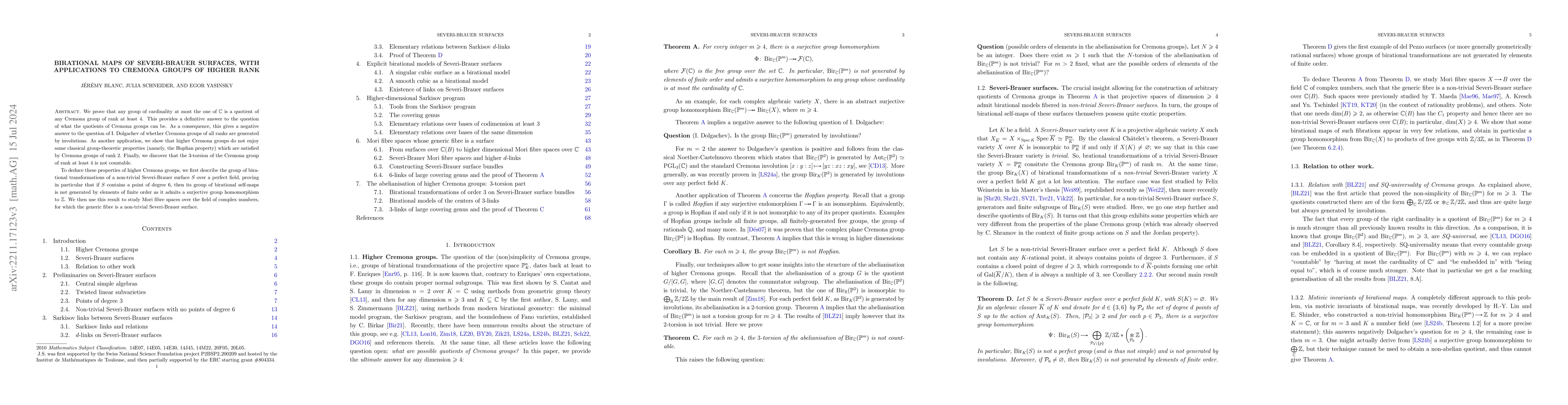 Thumbnail for Birational maps of Severi-Brauer surfaces, with applications to Cremona
  groups of higher rank