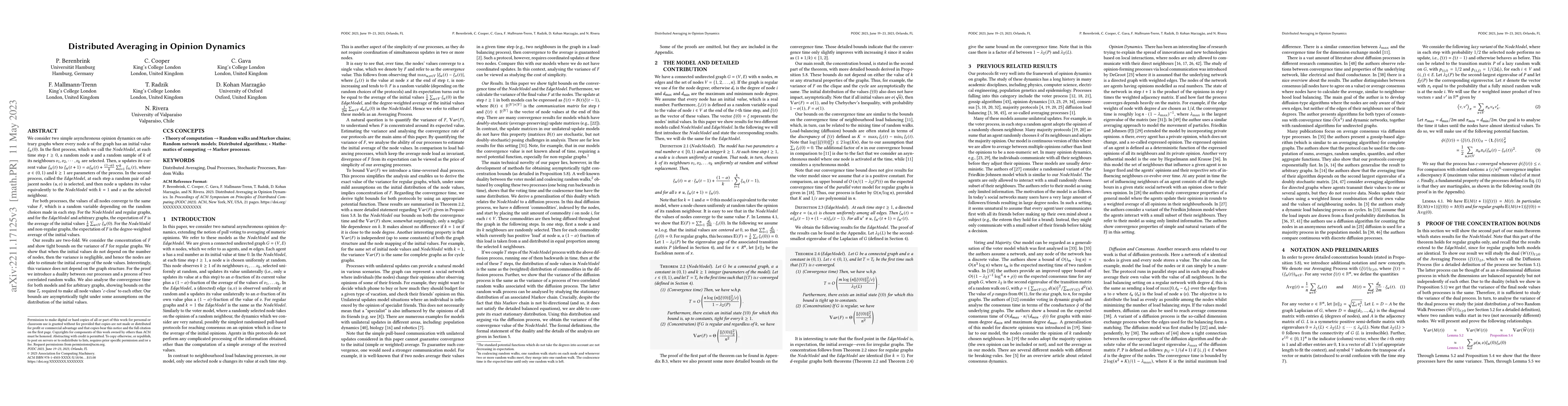 Thumbnail for Distributed Averaging in Opinion Dynamics