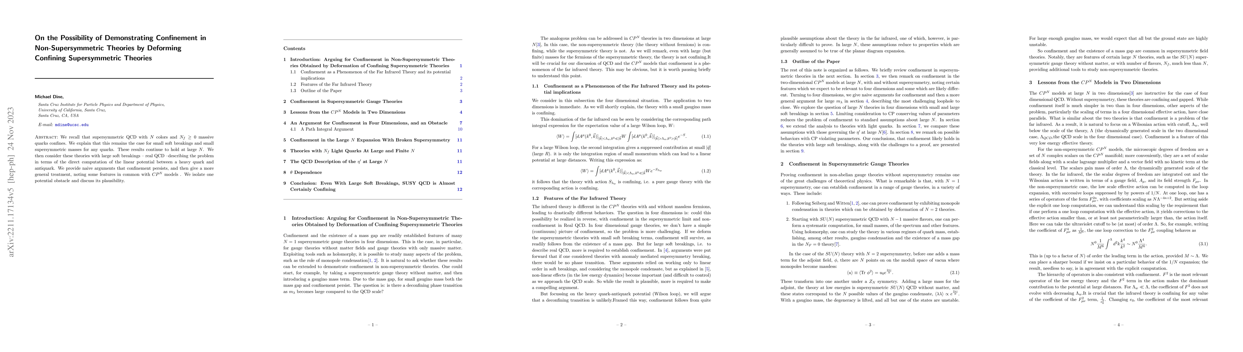 Thumbnail for On the Possibility of Demonstrating Confinement in Non-Supersymmetric
  Theories by Deforming Confining Supersymmetric Theories