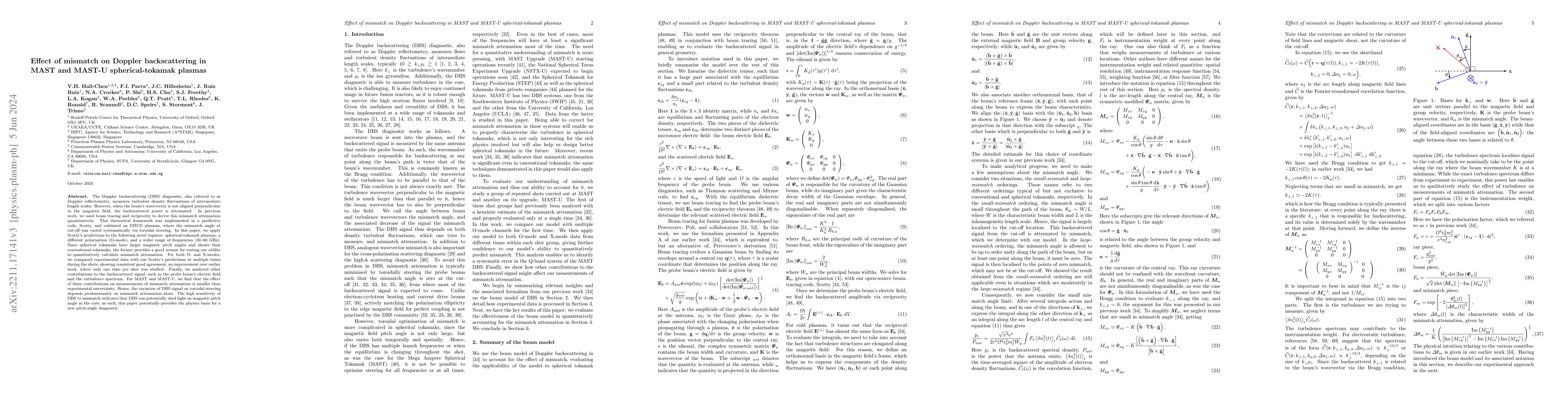 Thumbnail for Effect of mismatch on Doppler backscattering in MAST and MAST-U plasmas
