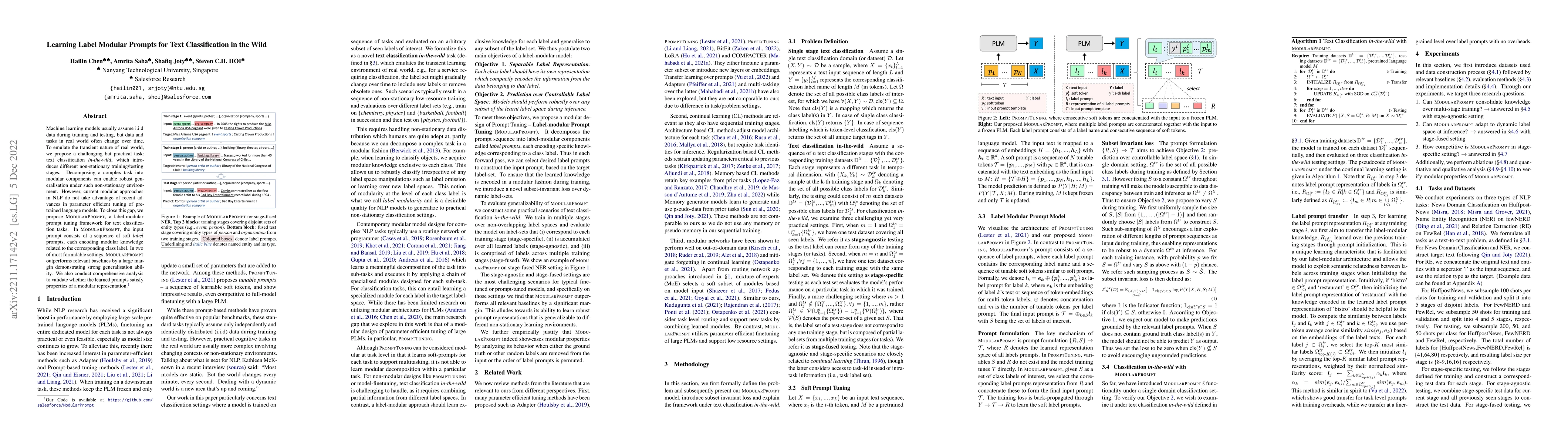 Thumbnail for Learning Label Modular Prompts for Text Classification in the Wild