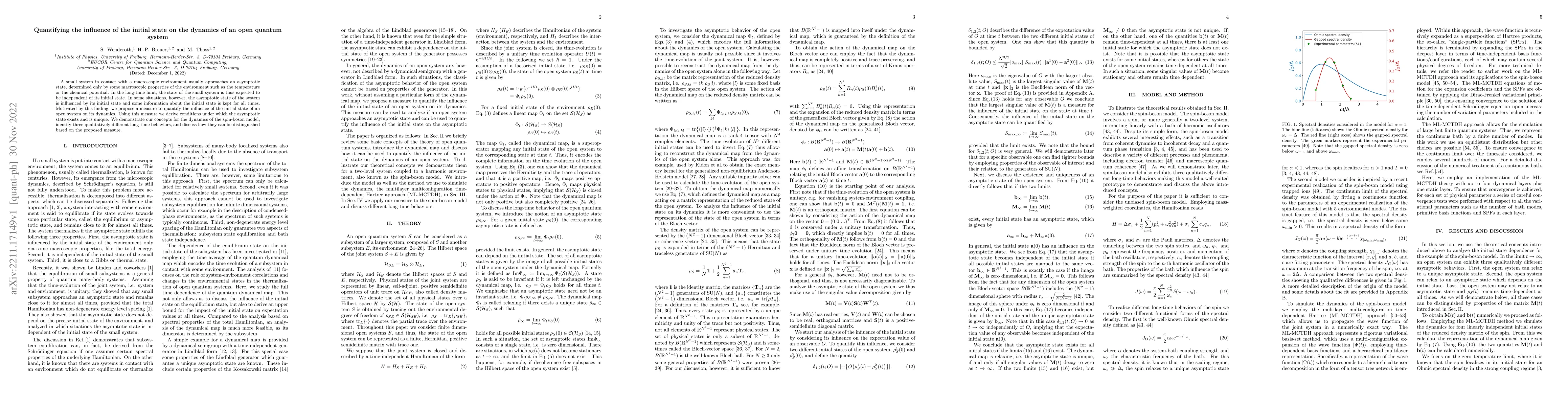 Thumbnail for Quantifying the influence of the initial state on the dynamics of an
  open quantum system