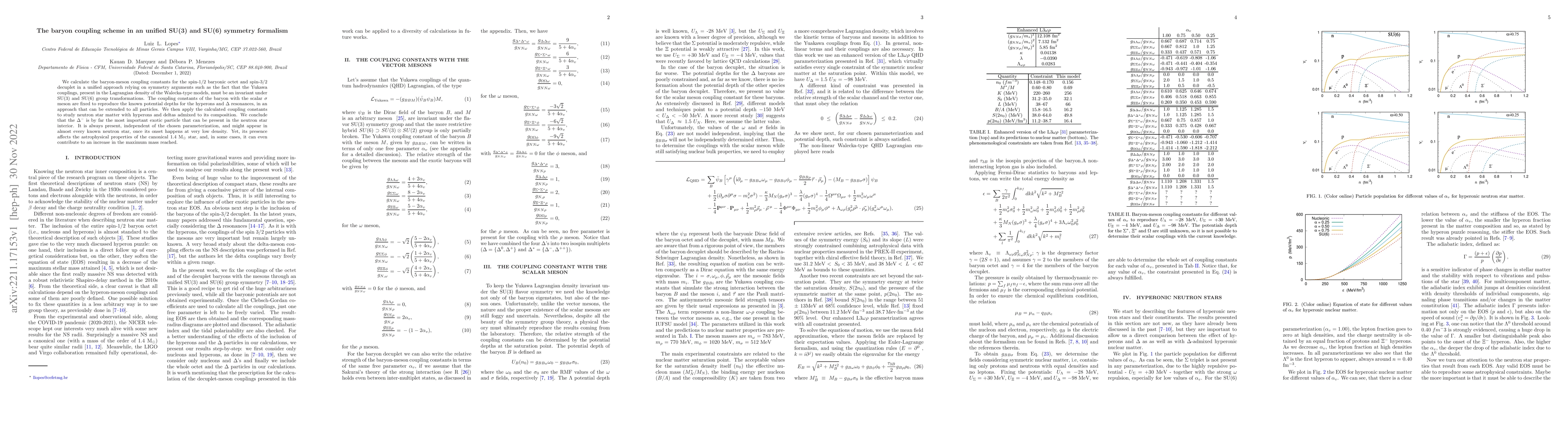 Thumbnail for The baryon coupling scheme in an unified SU(3) and SU(6) symmetry
  formalism