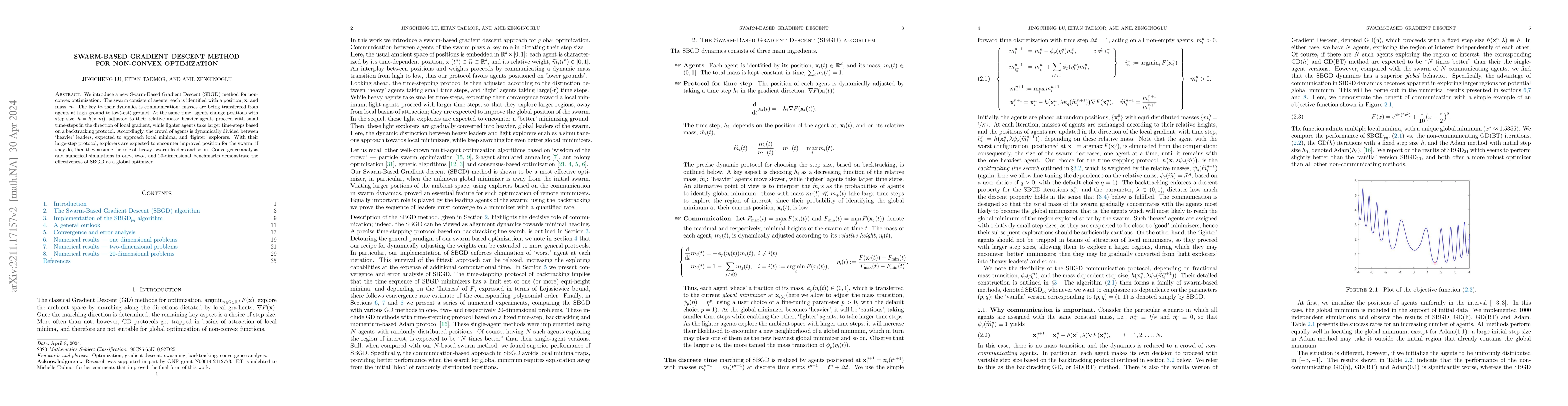 Thumbnail for Swarm-Based Gradient Descent Method for Non-Convex Optimization