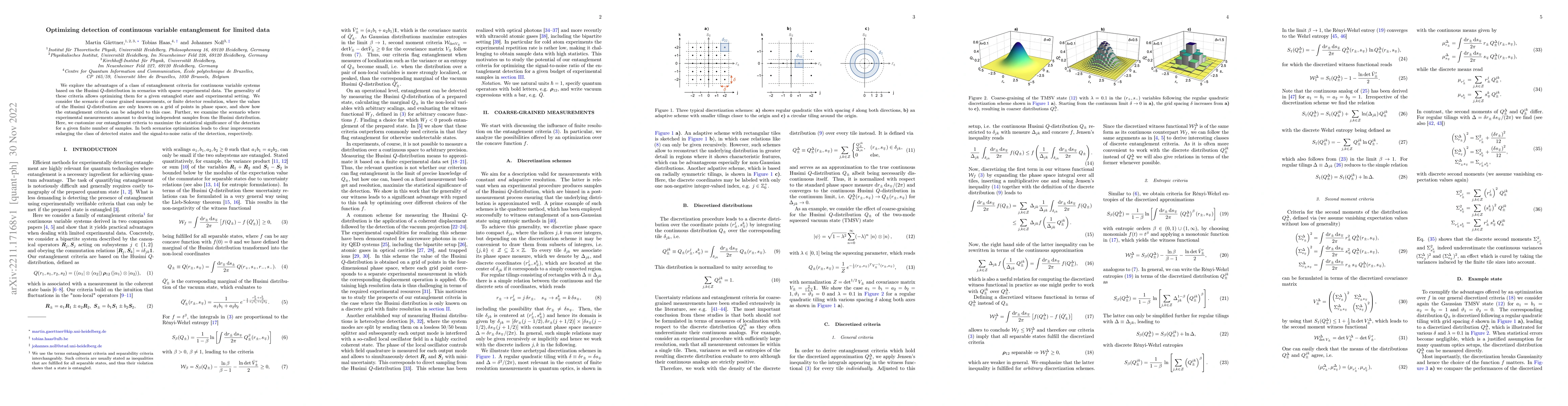 Thumbnail for Optimizing detection of continuous variable entanglement for limited
  data