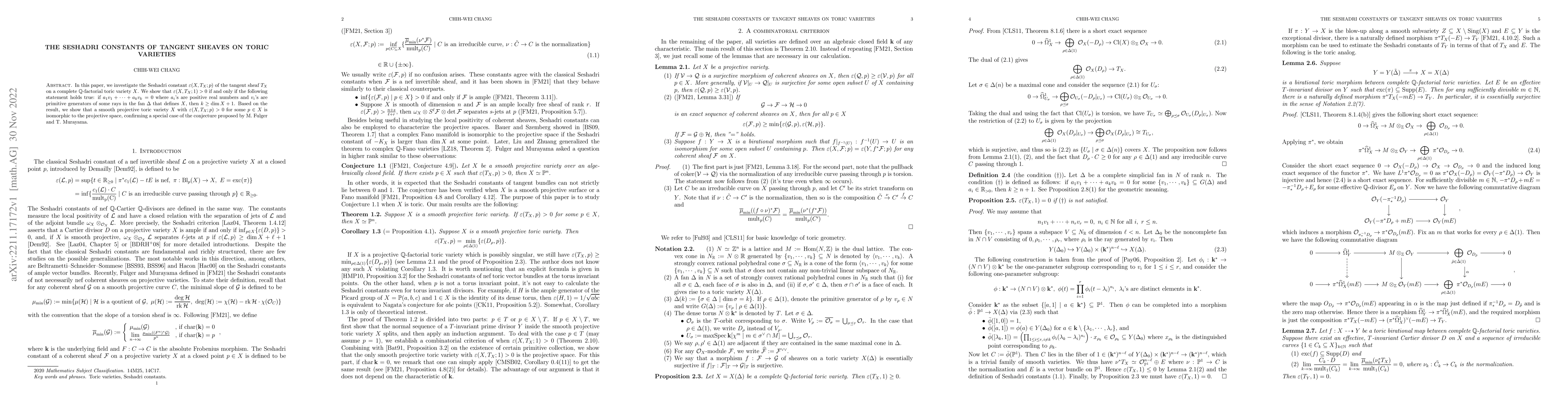 Thumbnail for The Seshadri Constants of Tangent Sheaves on Toric Varieties