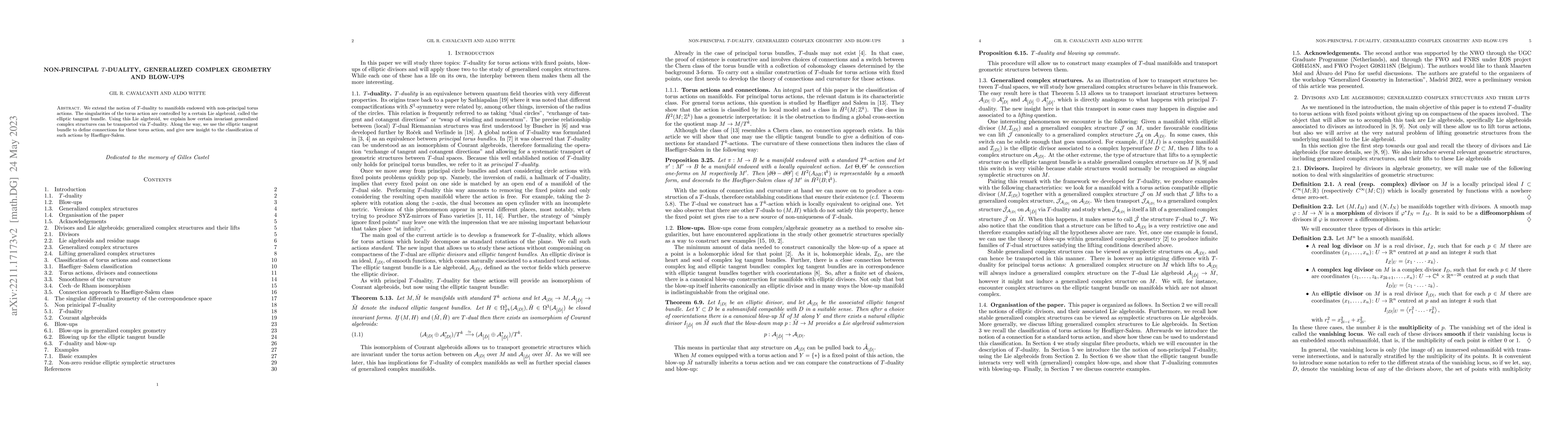 Thumbnail for Non-principal T-duality, generalized complex geometry and blow-ups