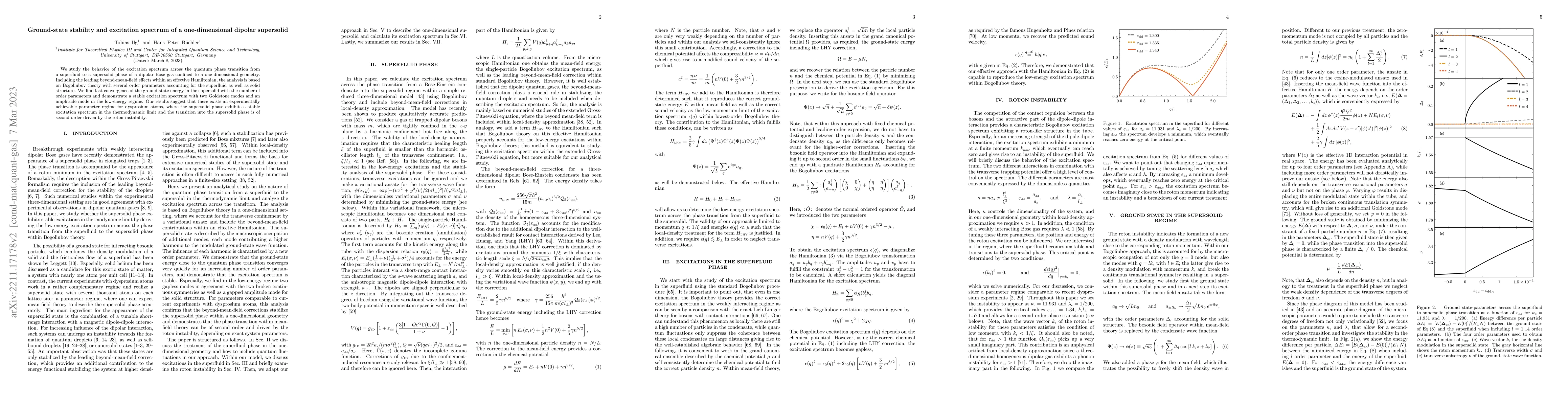 Thumbnail for Ground-state stability and excitation spectrum of a one-dimensional
  dipolar supersolid