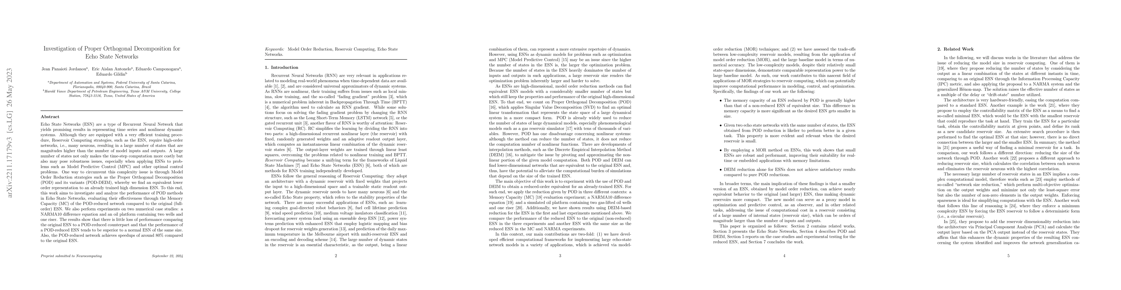 Thumbnail for Investigation of Proper Orthogonal Decomposition for Echo State Networks
