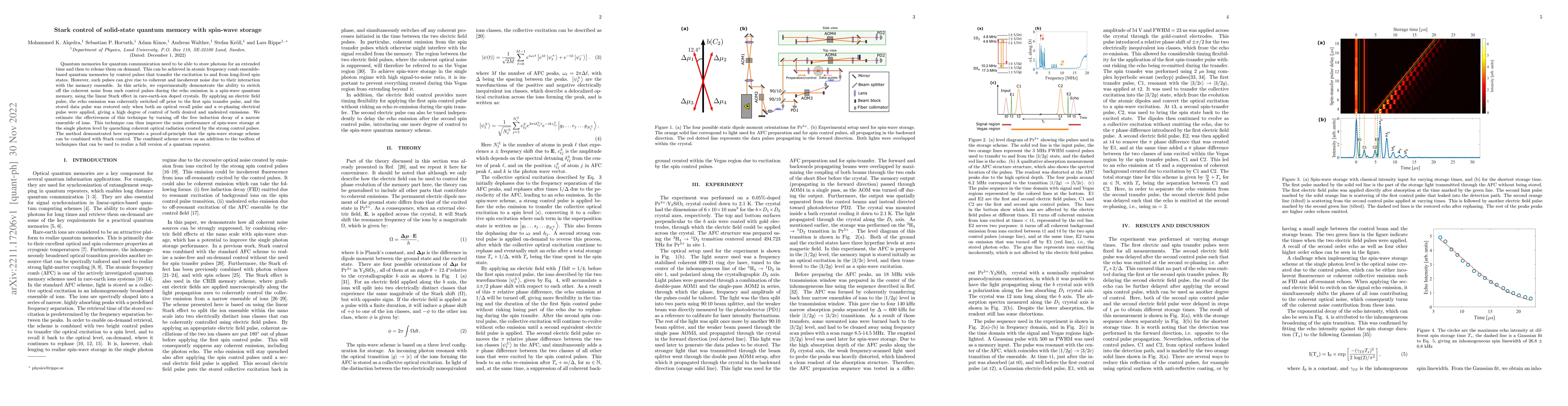 Thumbnail for Stark control of solid-state quantum memory with spin-wave storage