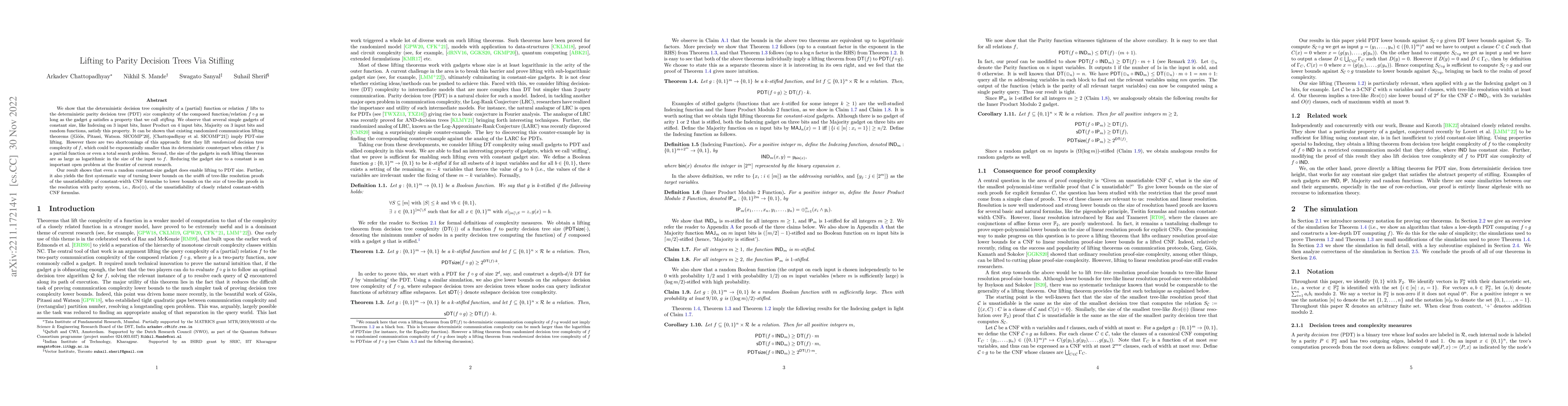 Thumbnail for Lifting to Parity Decision Trees Via Stifling