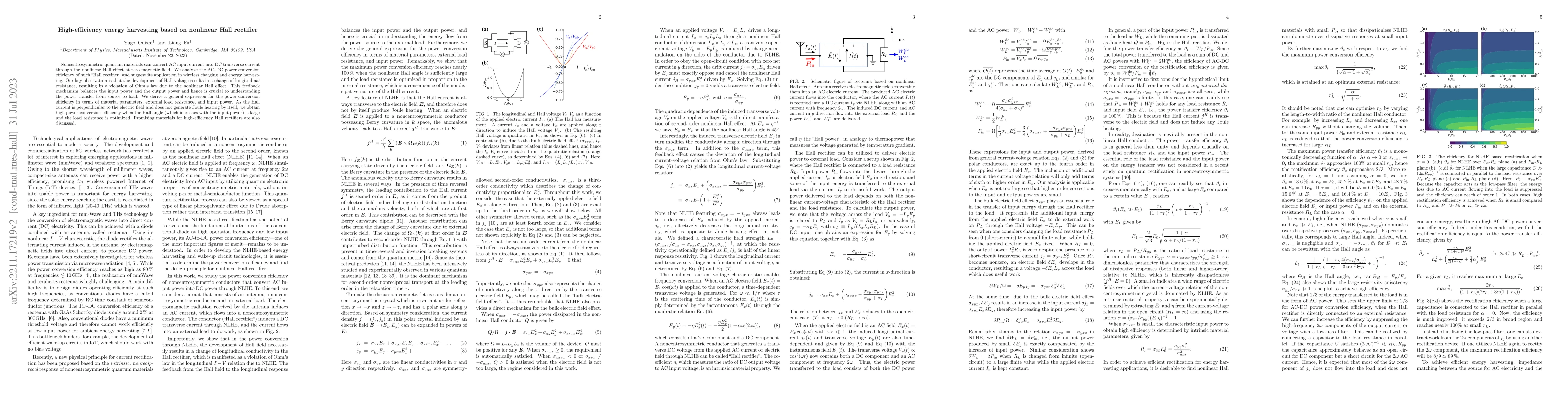 Thumbnail for High-efficiency energy harvesting based on nonlinear Hall rectifier