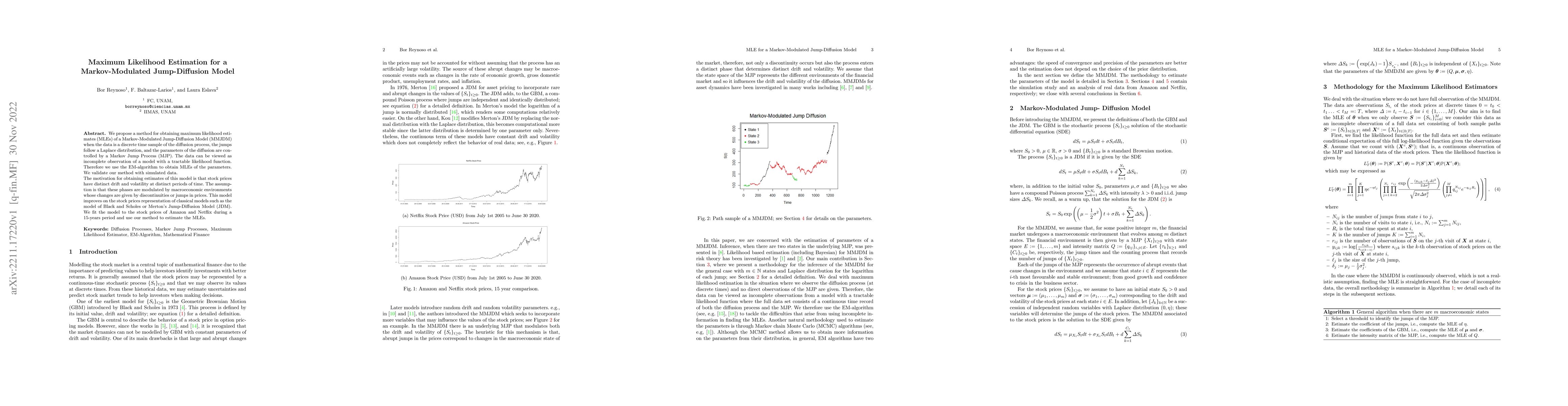 Thumbnail for Maximum Likelihood Estimation for a Markov-Modulated Jump-Diffusion
  Model