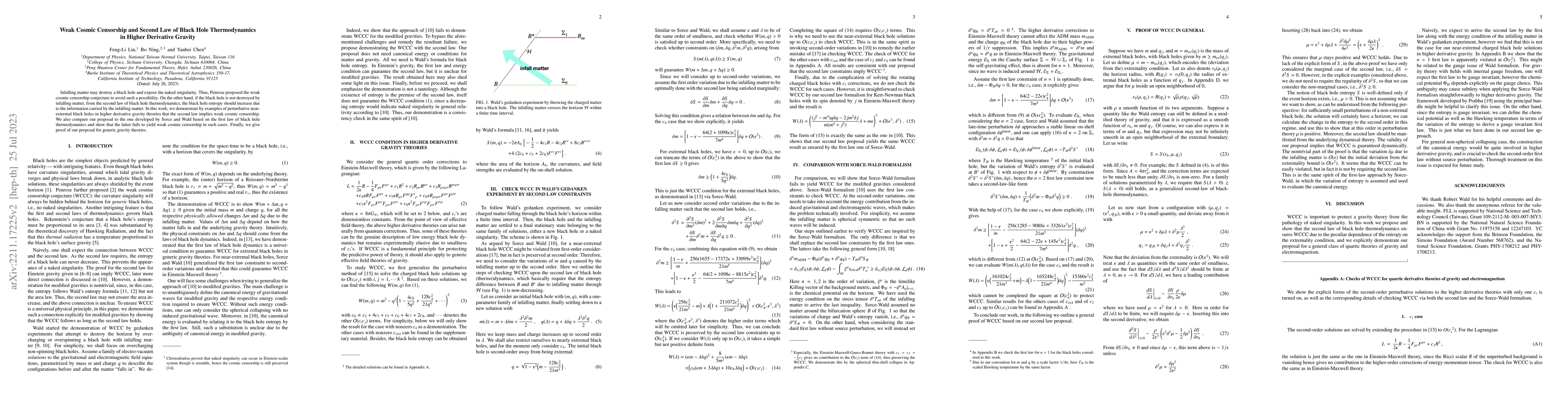 Thumbnail for Weak Cosmic Censorship and Second Law of Black Hole Thermodynamics in
  Higher Derivative Gravity