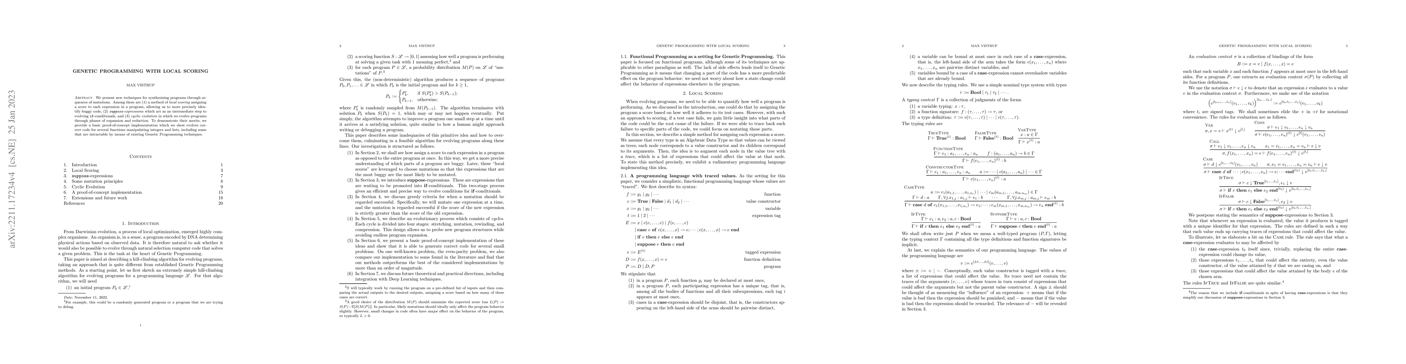 Thumbnail for Genetic Programming with Local Scoring