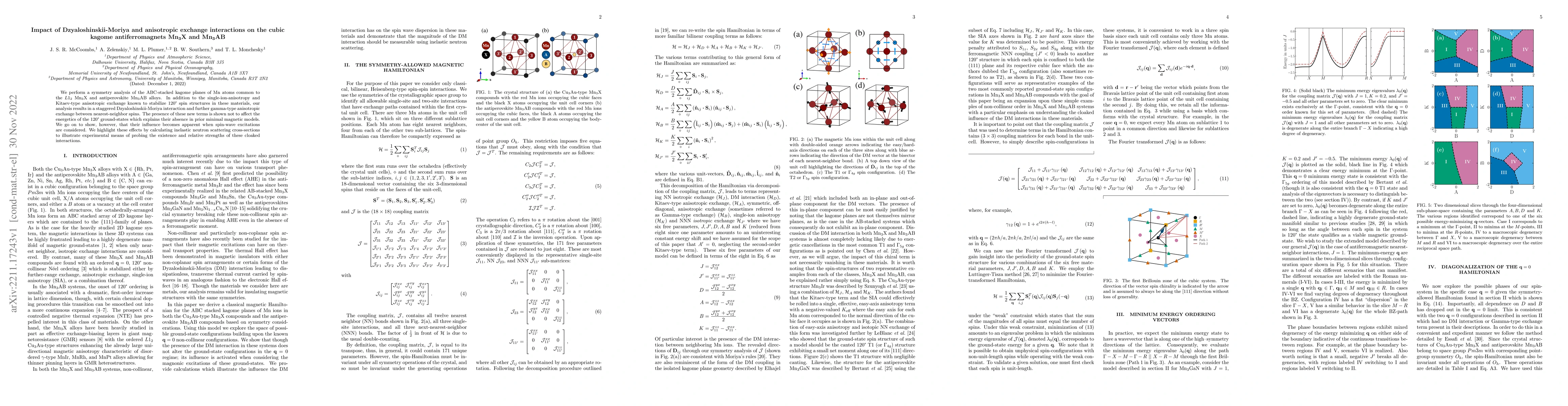 Thumbnail for Impact of Dzyaloshinskii-Moriya and anisotropic exchange interactions on
  the cubic kagome antiferromagnets Mn$_3$X and Mn$_3$AB