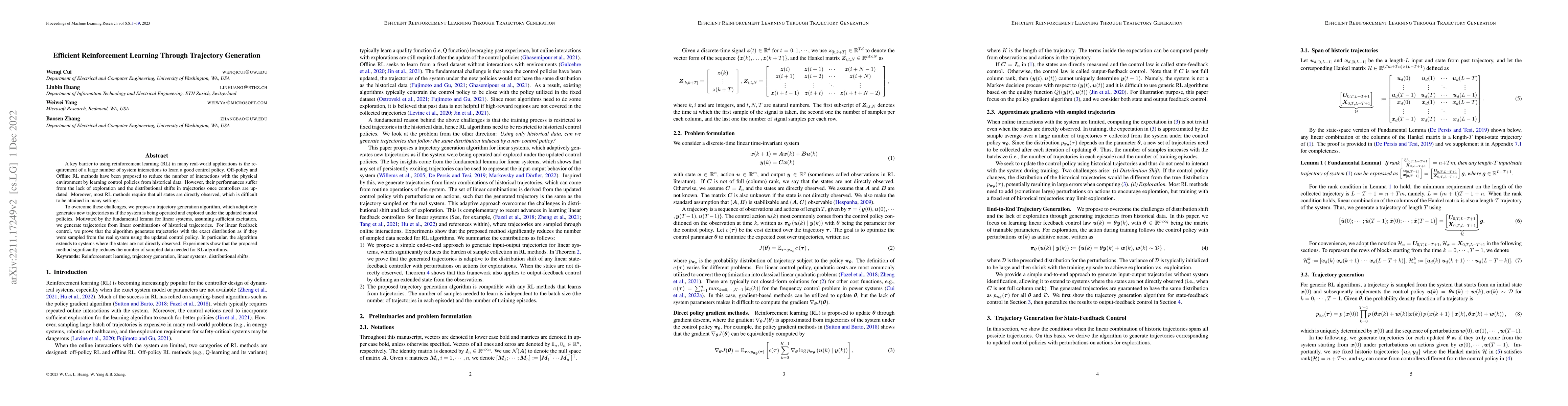 Thumbnail for Efficient Reinforcement Learning Through Trajectory Generation