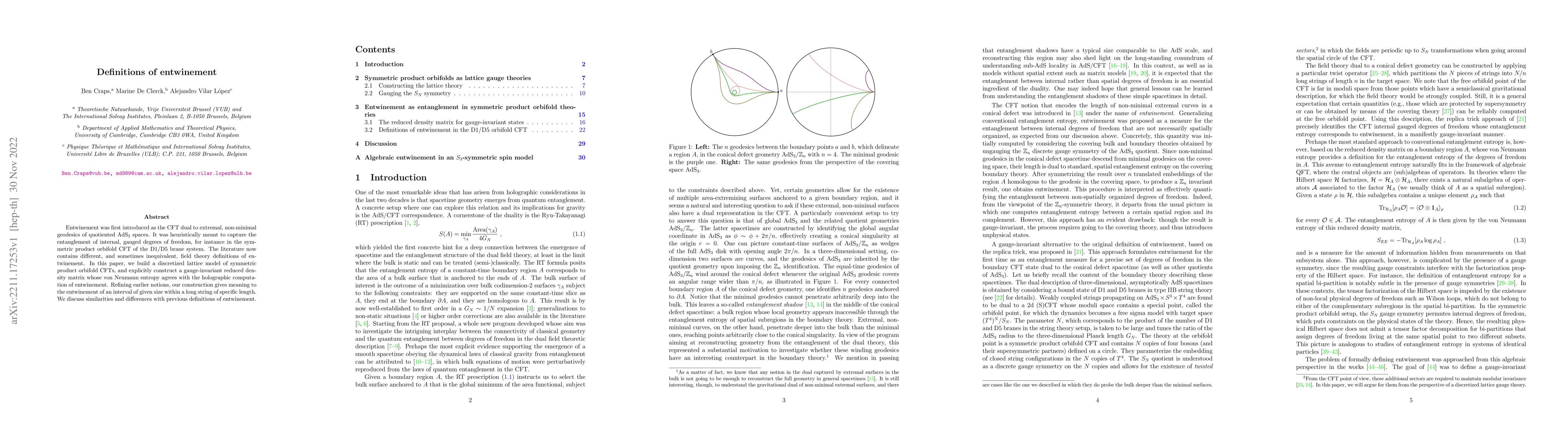 Thumbnail for Definitions of entwinement
