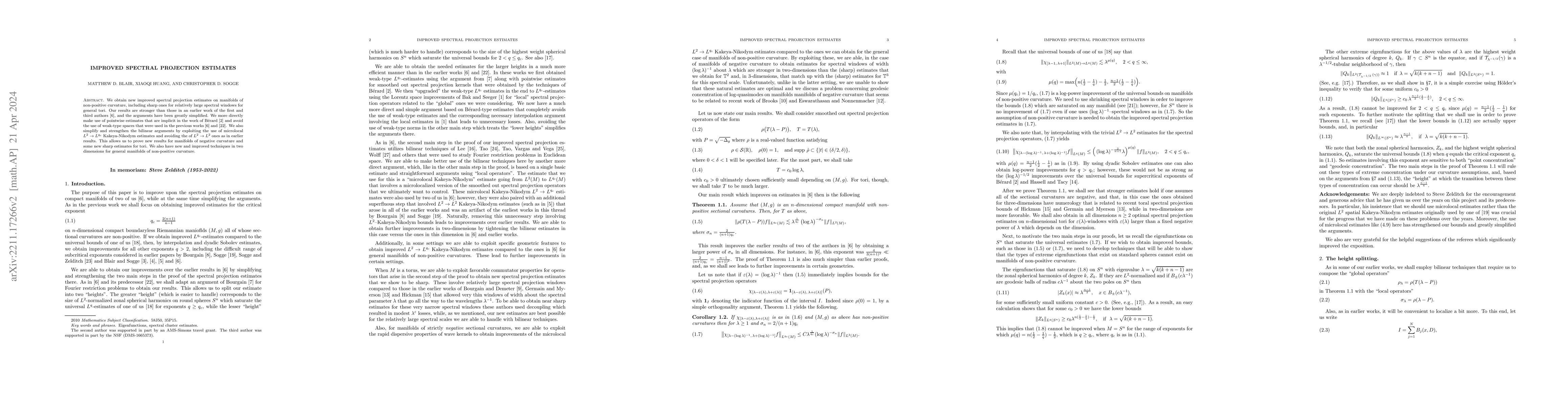 Thumbnail for Improved spectral projection estimates