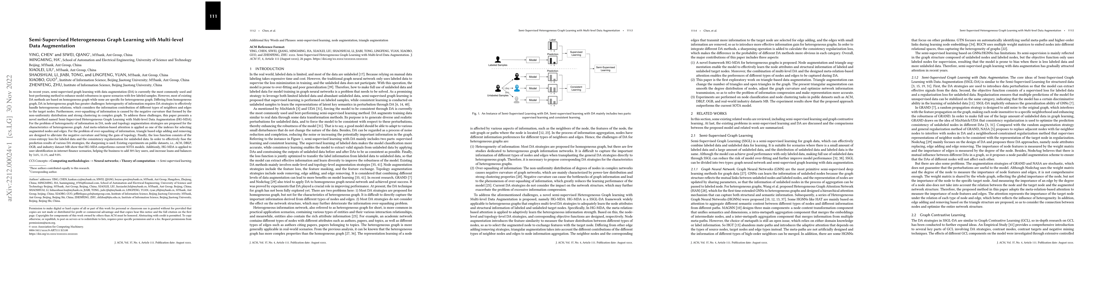 Thumbnail for Semi-Supervised Heterogeneous Graph Learning with Multi-level Data
  Augmentation