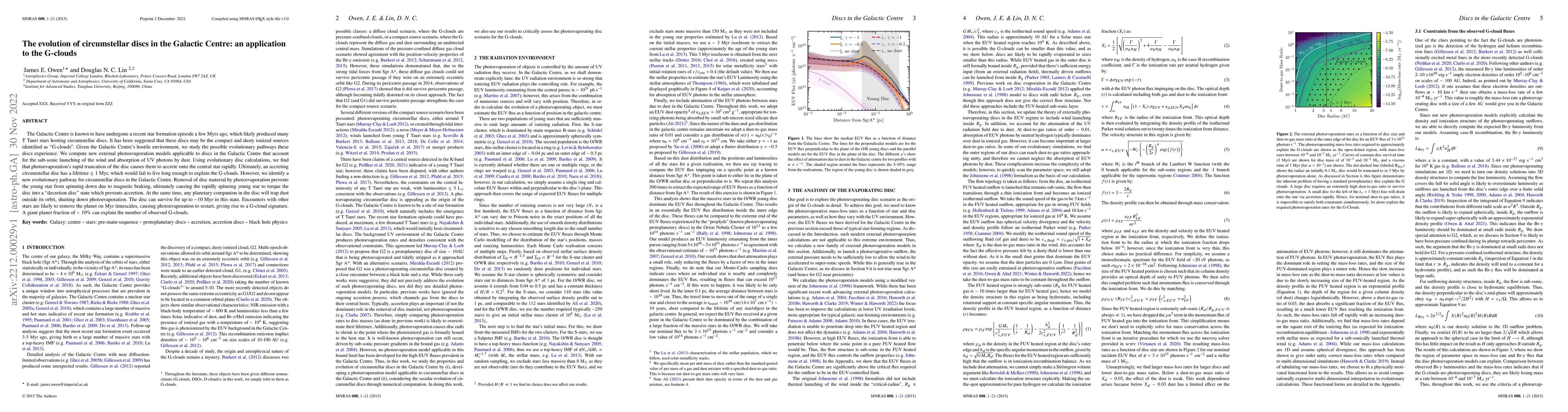 Thumbnail for The evolution of circumstellar discs in the Galactic Centre: an
  application to the G-clouds