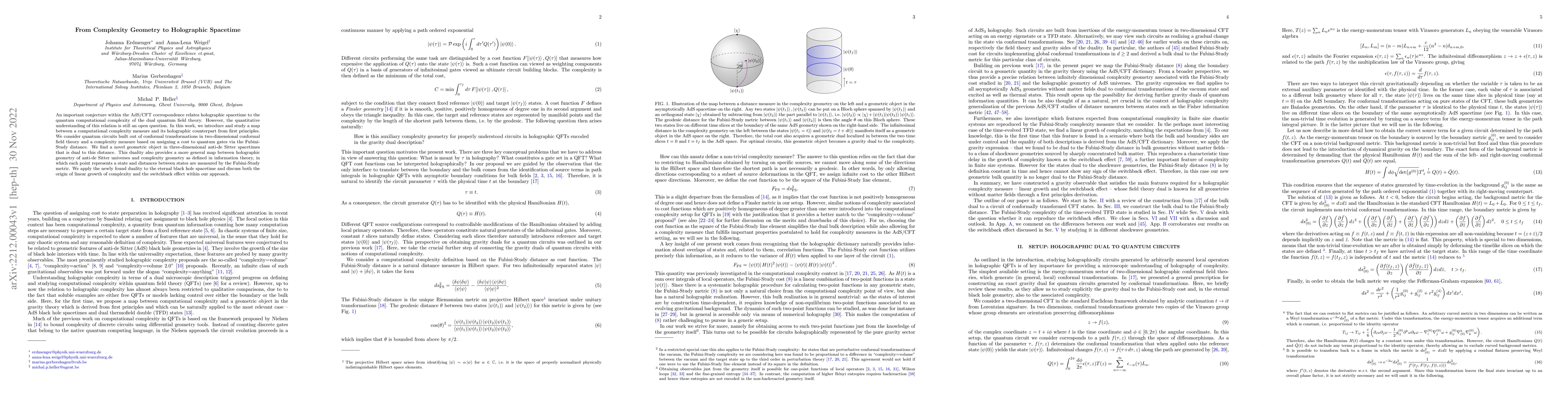 Thumbnail for From Complexity Geometry to Holographic Spacetime