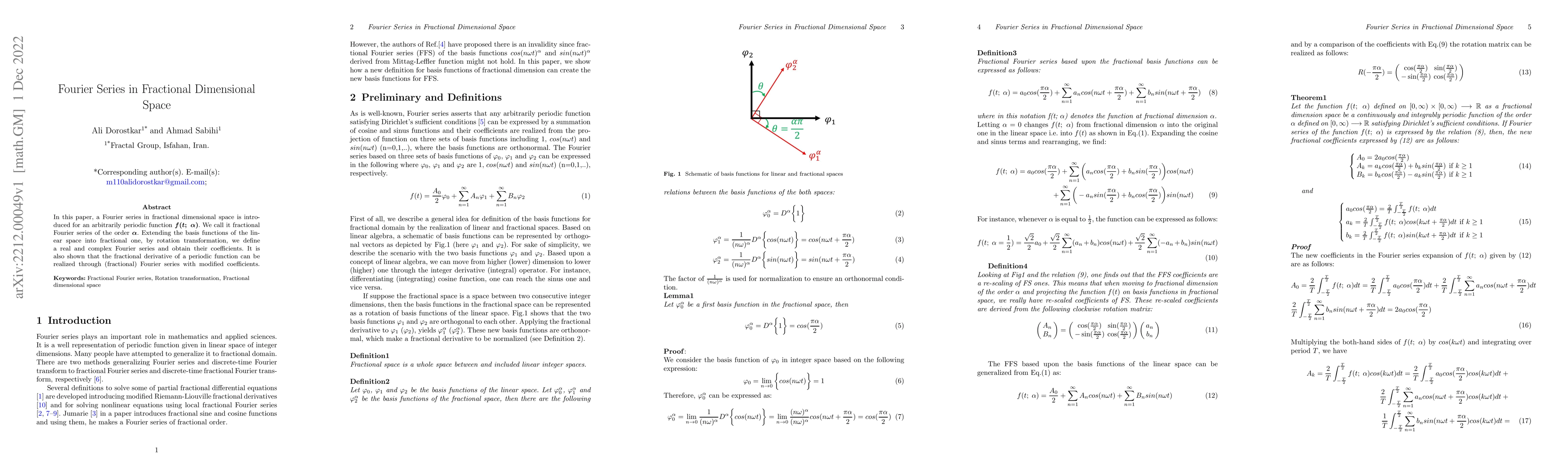 Thumbnail for Fourier Series in Fractional Dimensional Space