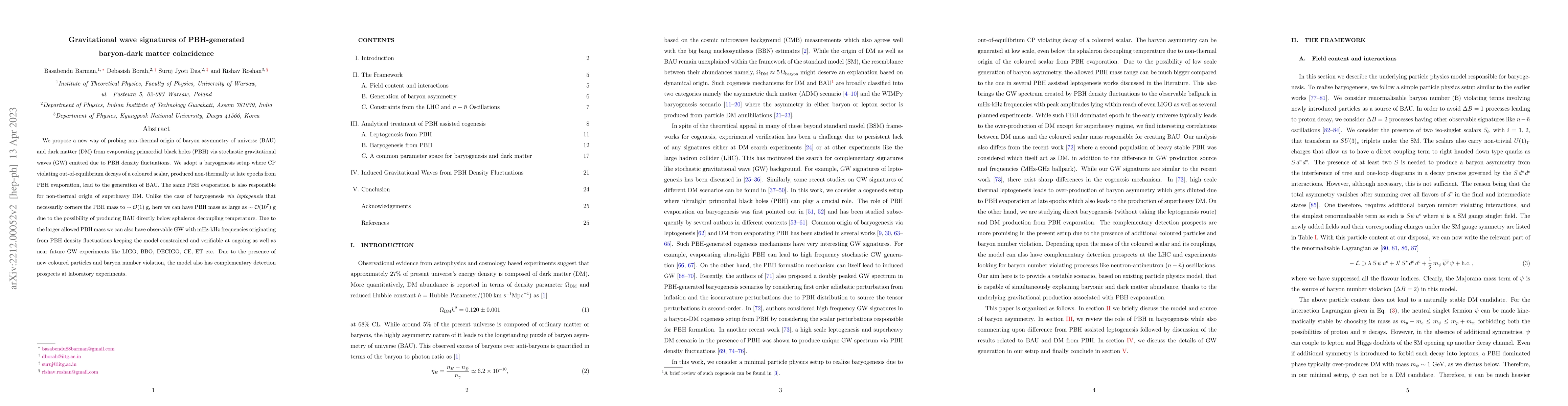 Thumbnail for Gravitational wave signatures of PBH-generated baryon-dark matter
  coincidence