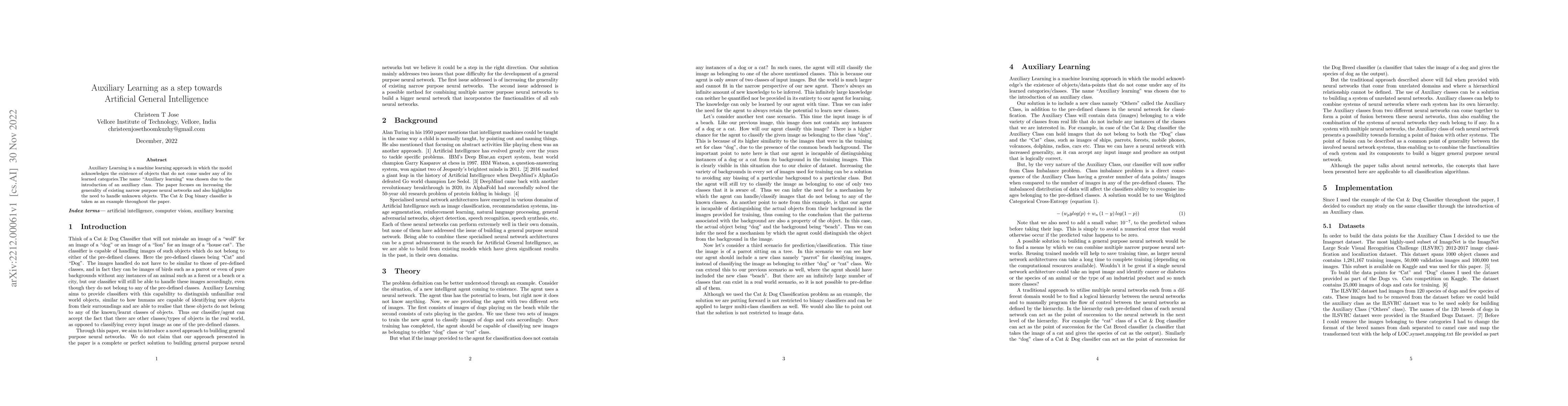 Thumbnail for Auxiliary Learning as a step towards Artificial General Intelligence