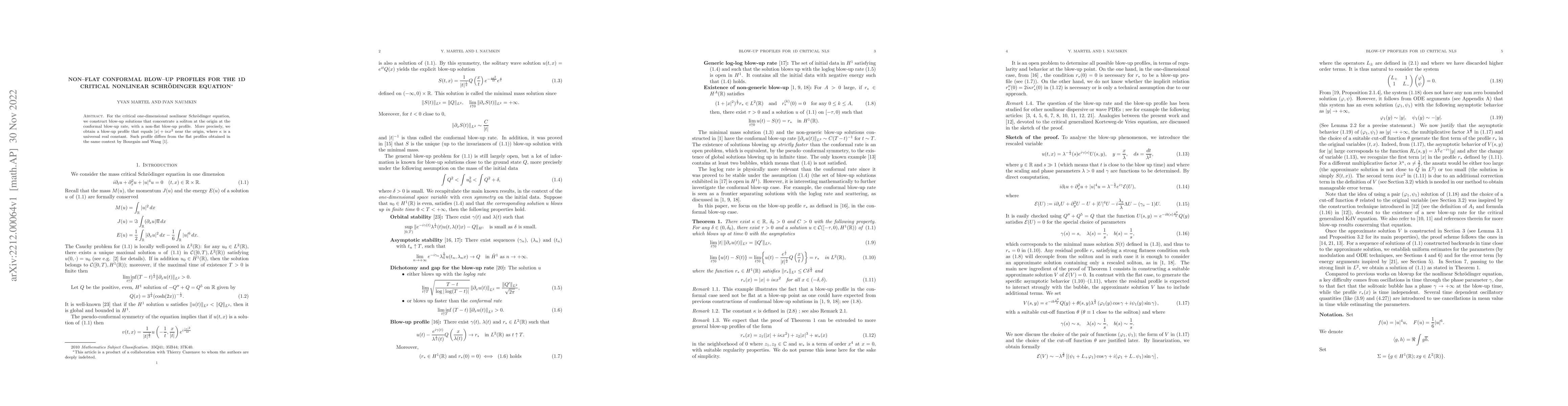 Thumbnail for Non-flat conformal blow-up profiles for the 1D critical nonlinear
  Schr\"odinger equation
