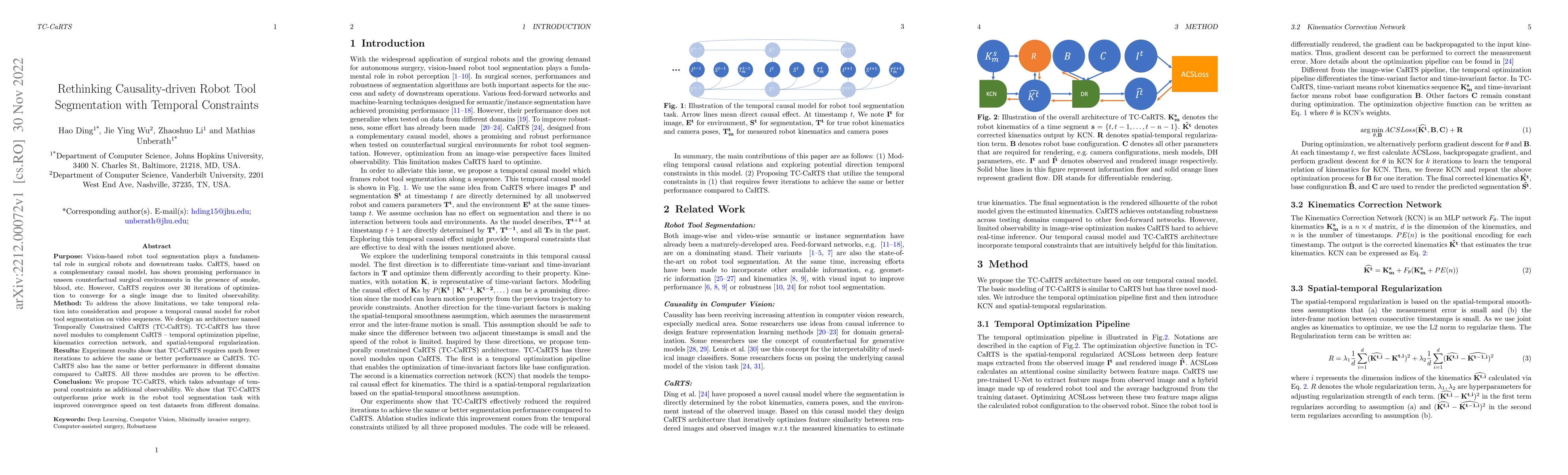 Thumbnail for Rethinking Causality-driven Robot Tool Segmentation with Temporal
  Constraints