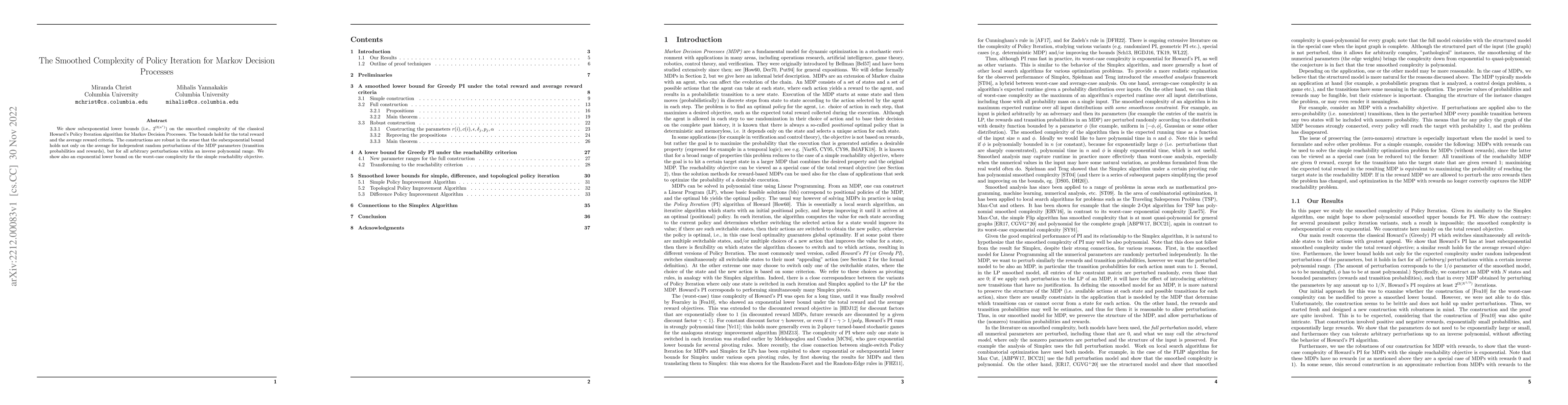 Thumbnail for The Smoothed Complexity of Policy Iteration for Markov Decision
  Processes