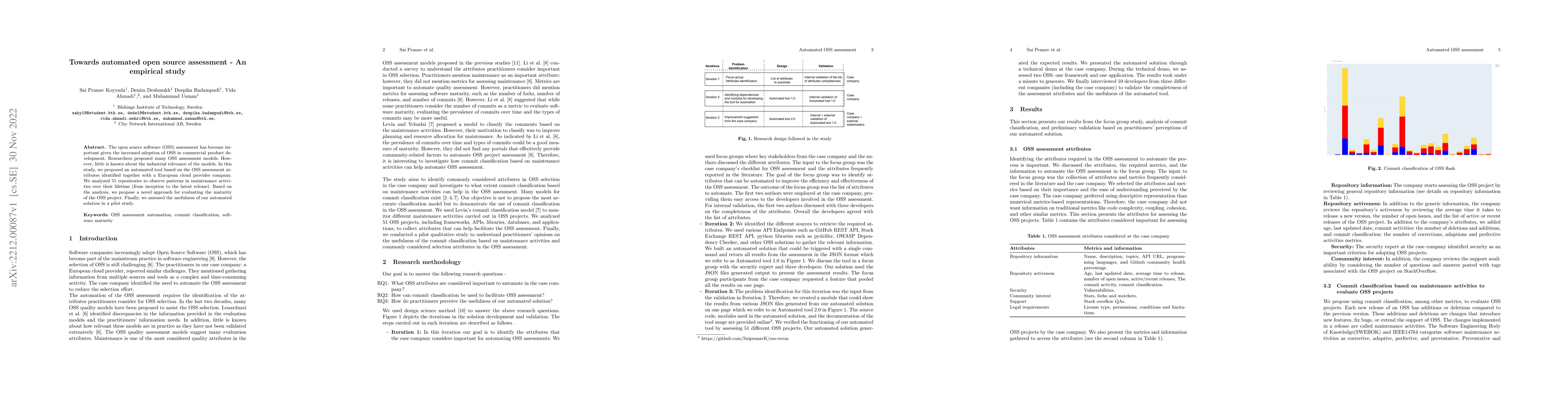 Thumbnail for Towards automated open source assessment -- An empirical study