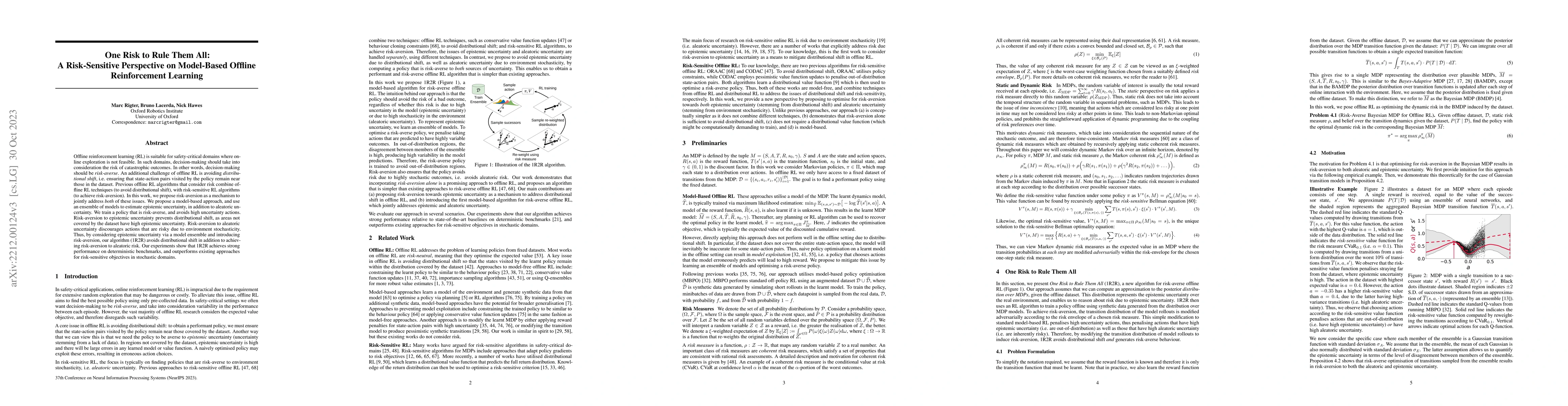 Thumbnail for One Risk to Rule Them All: A Risk-Sensitive Perspective on Model-Based
  Offline Reinforcement Learning