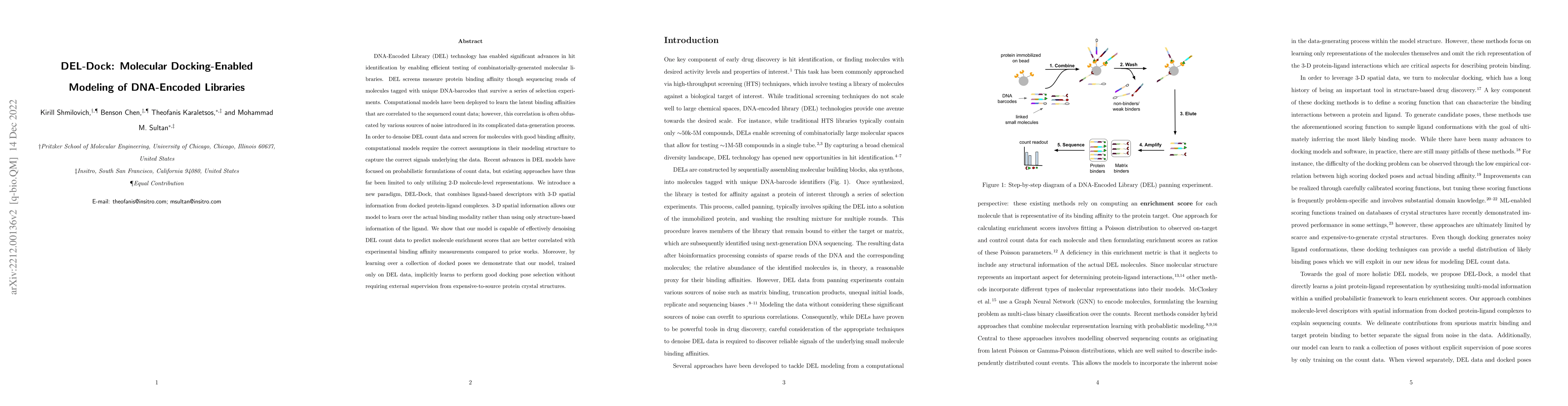 Thumbnail for DEL-Dock: Molecular Docking-Enabled Modeling of DNA-Encoded Libraries