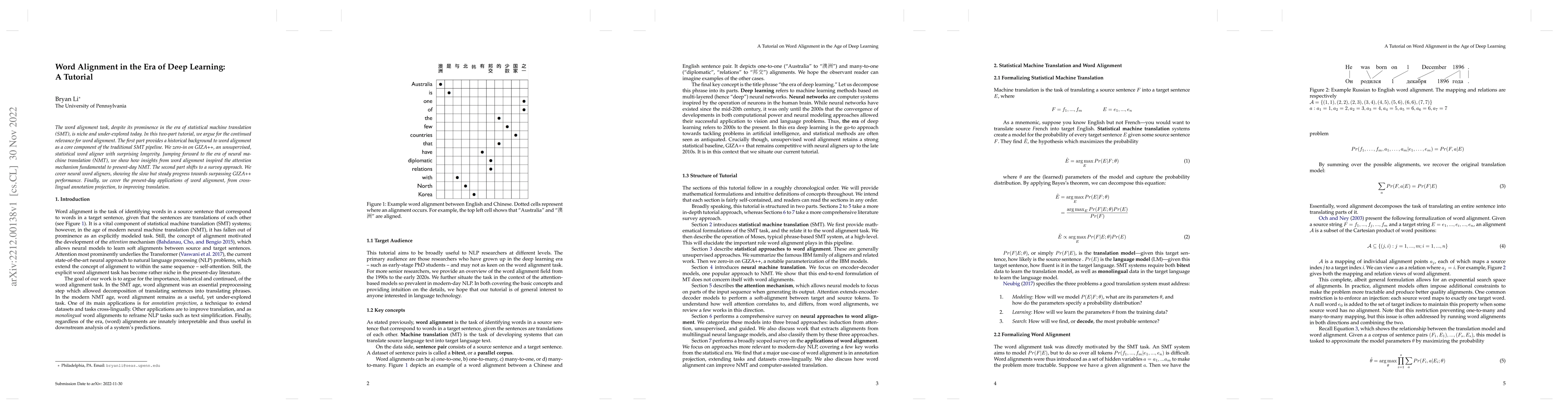 Thumbnail for Word Alignment in the Era of Deep Learning: A Tutorial
