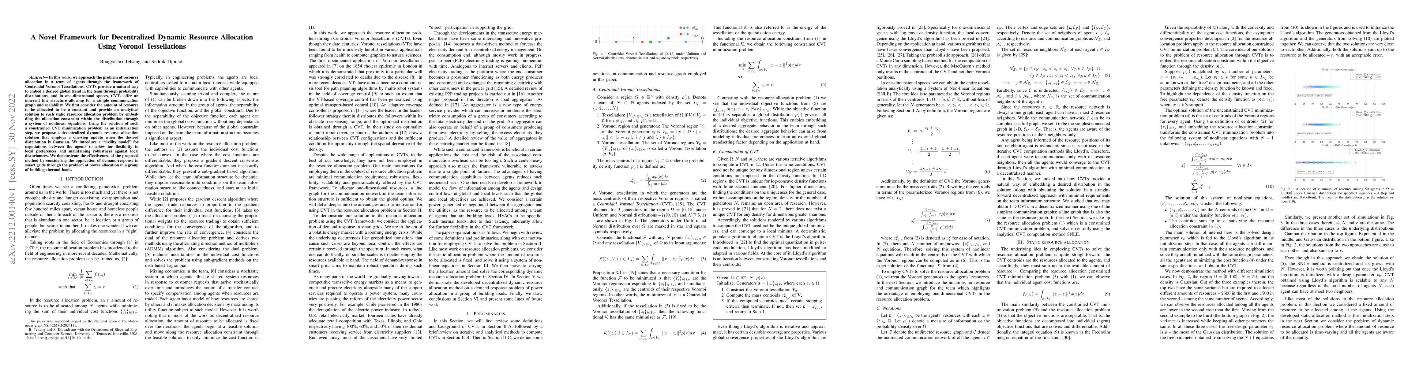 Thumbnail for A Novel Framework for Decentralized Dynamic Resource Allocation Using
  Voronoi Tessellations