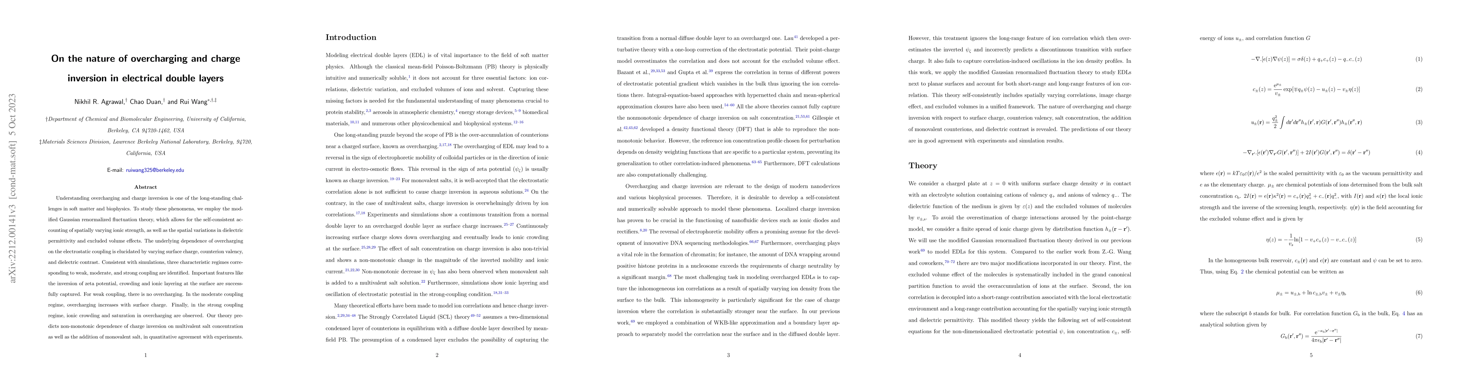 Thumbnail for On the nature of overcharging and charge inversion in electrical double
  layers