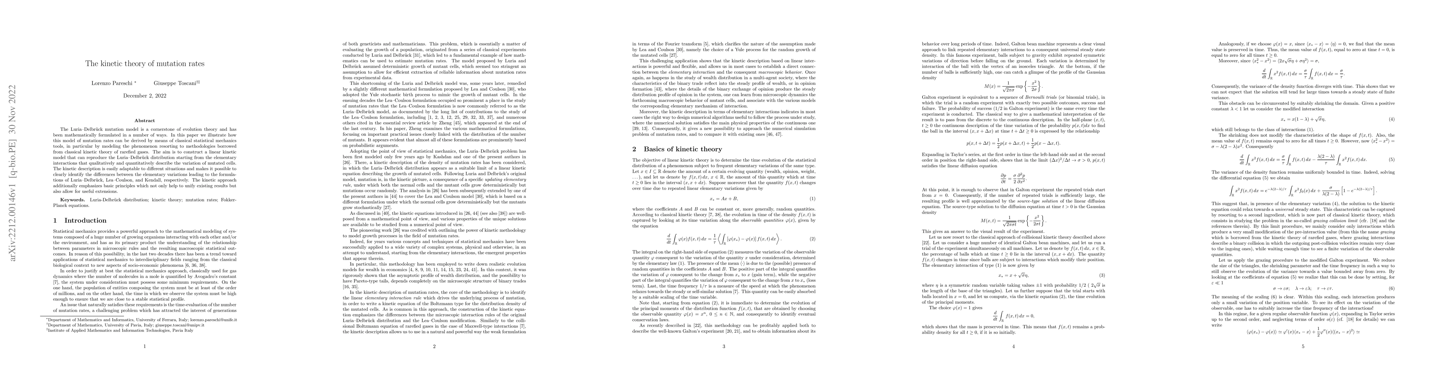 Thumbnail for The kinetic theory of mutation rates