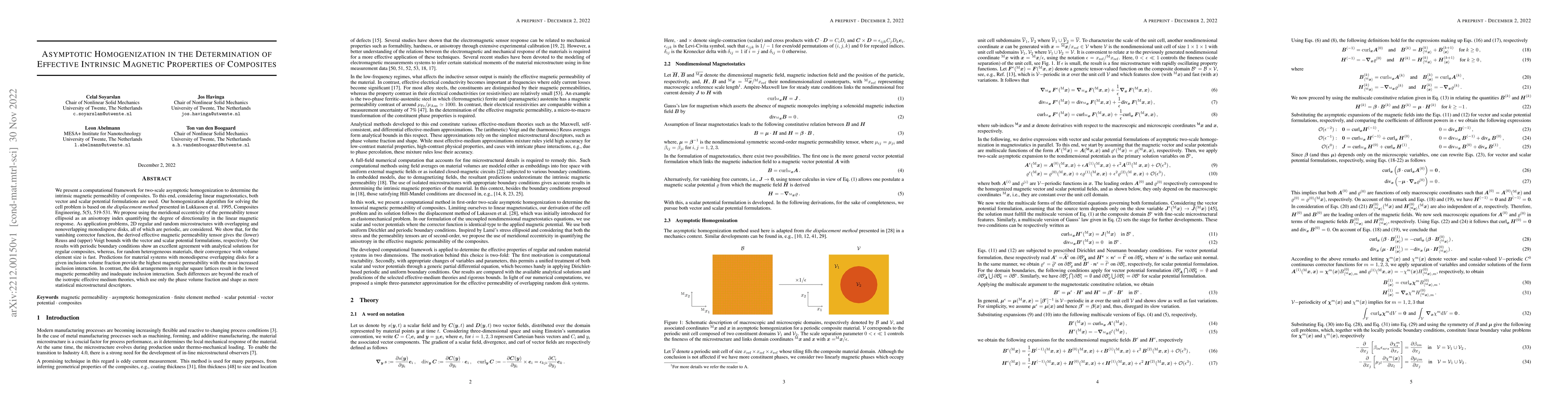 Thumbnail for Asymptotic Homogenization in the Determination of Effective Intrinsic
  Magnetic Properties of Composites